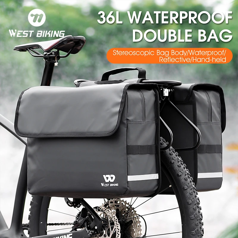 WEST BIKING Bike Rack Bag Trunk Bag Waterproof Carbon Leather Bicycle Rear Seat Cargo Bag Rear Pack Trunk Pannier Handbag