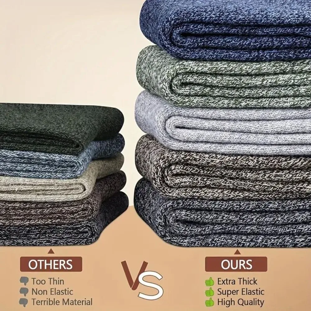 5pairs Breathable Thicken Winter Socks Warm Simple Men Socks Soft Mid Tube Cold Resistant Socks Autumn Winter