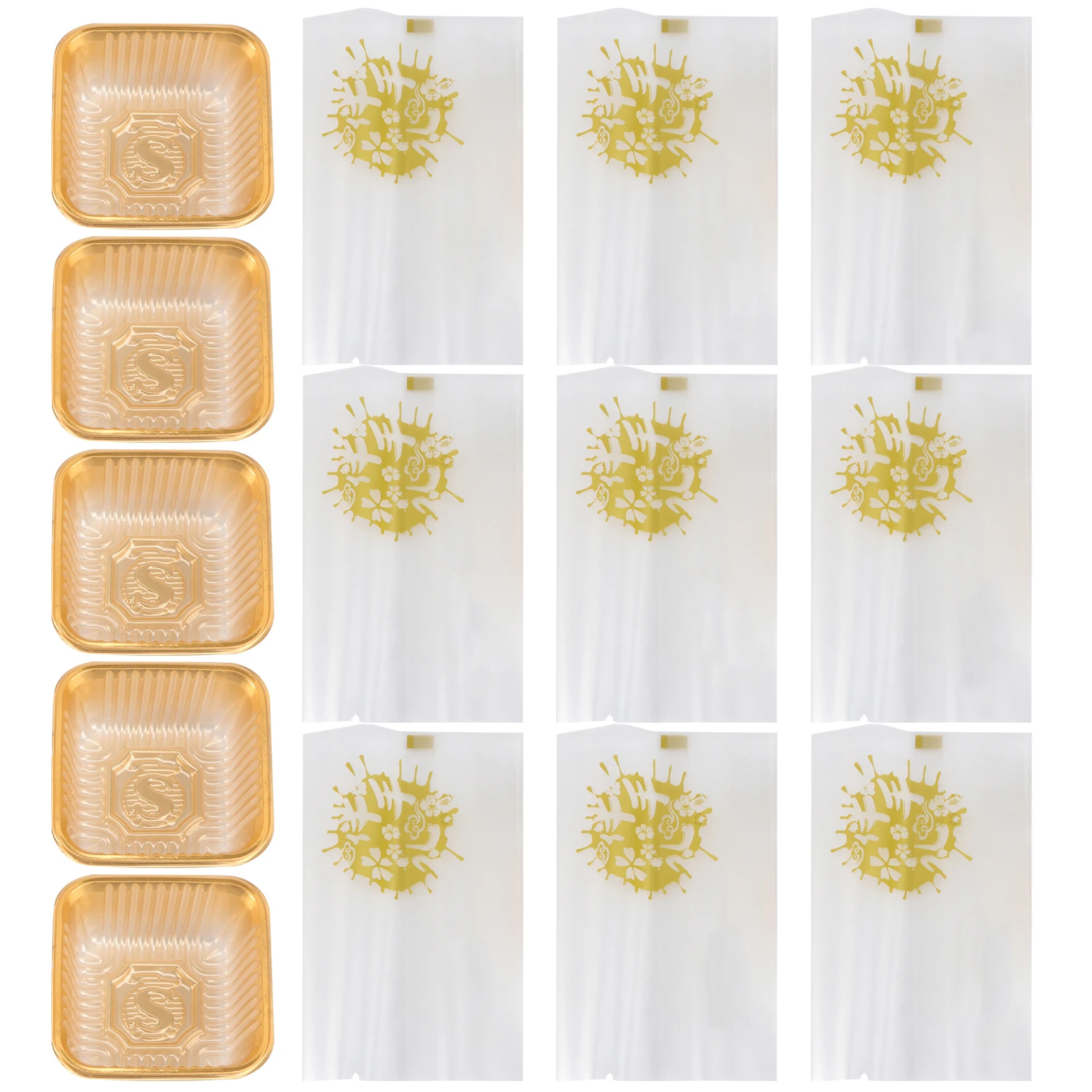 

100 Sets Food Storage Container Moon Cake Holder Box Festival Supplies Packing Bag Plastic Egg-Yolk Puff Dessert
