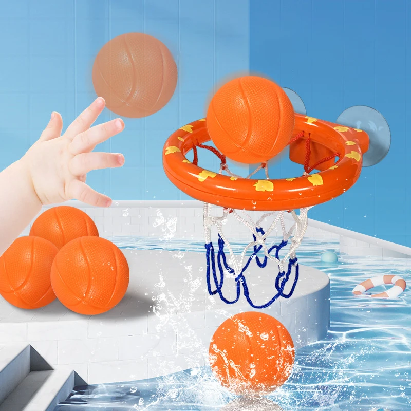 Toddler Bath Toys Baby Mini Bathroom Bathtub Shooting Basketball Hoop With 3 Balls Kids Boy Water Toys Funny Shower Cute Gift