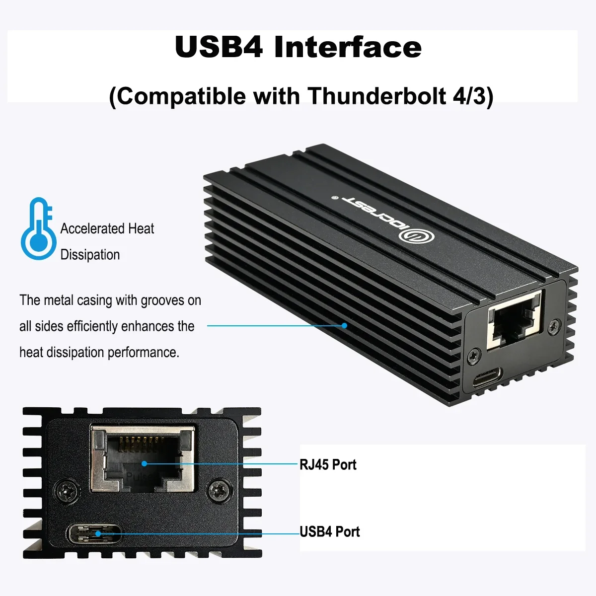 Imagem -04 - Adaptador Ethernet Iocrest Usb4 Porta Única 10g Compatível com Thunderbolt Rj45 10 Gbase-t Suporte Mac