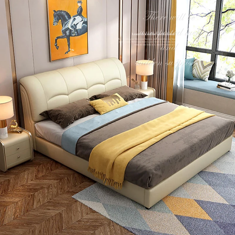 

Leather Bedroom Bed Modern Storage Double Luxury Bed Unique Tatami Headboards Cama De Lujo Para Dormitorio Bedroom Furniture