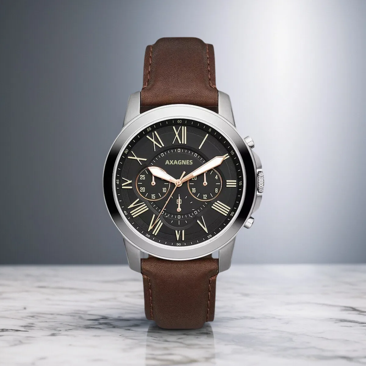 ساعة أصلية للرجال من Grant Quartz كرونوغراف من الفولاذ المقاوم للصدأ والجلد - FS4656/FS4812/FS4813/FS5151/FS5061