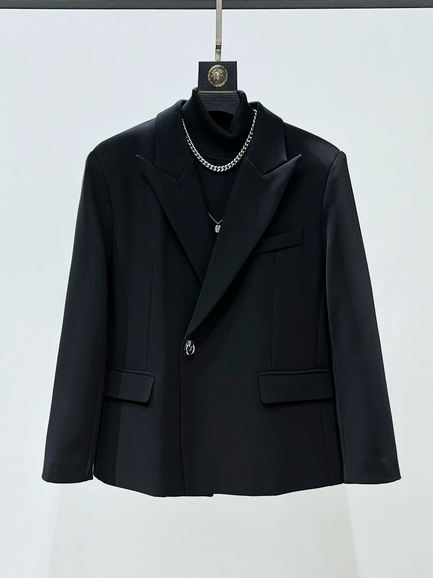 

Original Luxury mat Pure Color Men's Suit Jaet Casual Loose oulder Pad Design Faionable Straight Hemline Autumn ...