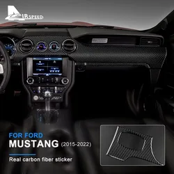 Sticker For Ford Mustang 2015 2016 2017 2018 2019 2020 2021 2022 Real Carbon Fiber Car Dashboard Panel Interior Trim RHD LHD