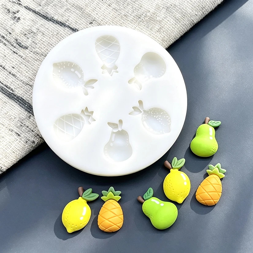 Ananas-, Birnen- und Zitronen-Silikonform für Zuckerkunst, Harzwerkzeuge, Schokoladen-Cupcake-Backform, Fondant-Kuchendekorationswerkzeuge