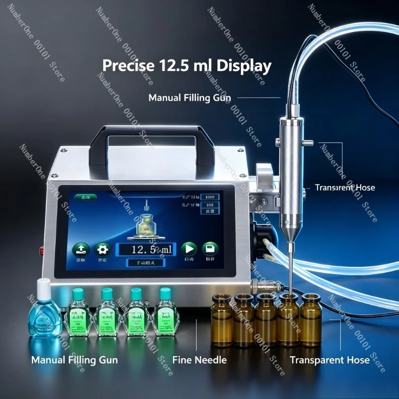 Handheld Automatic Quantitative Liquid Filling Machine Single Nozzle For Essential Oil Perfume Lab Small Bottle