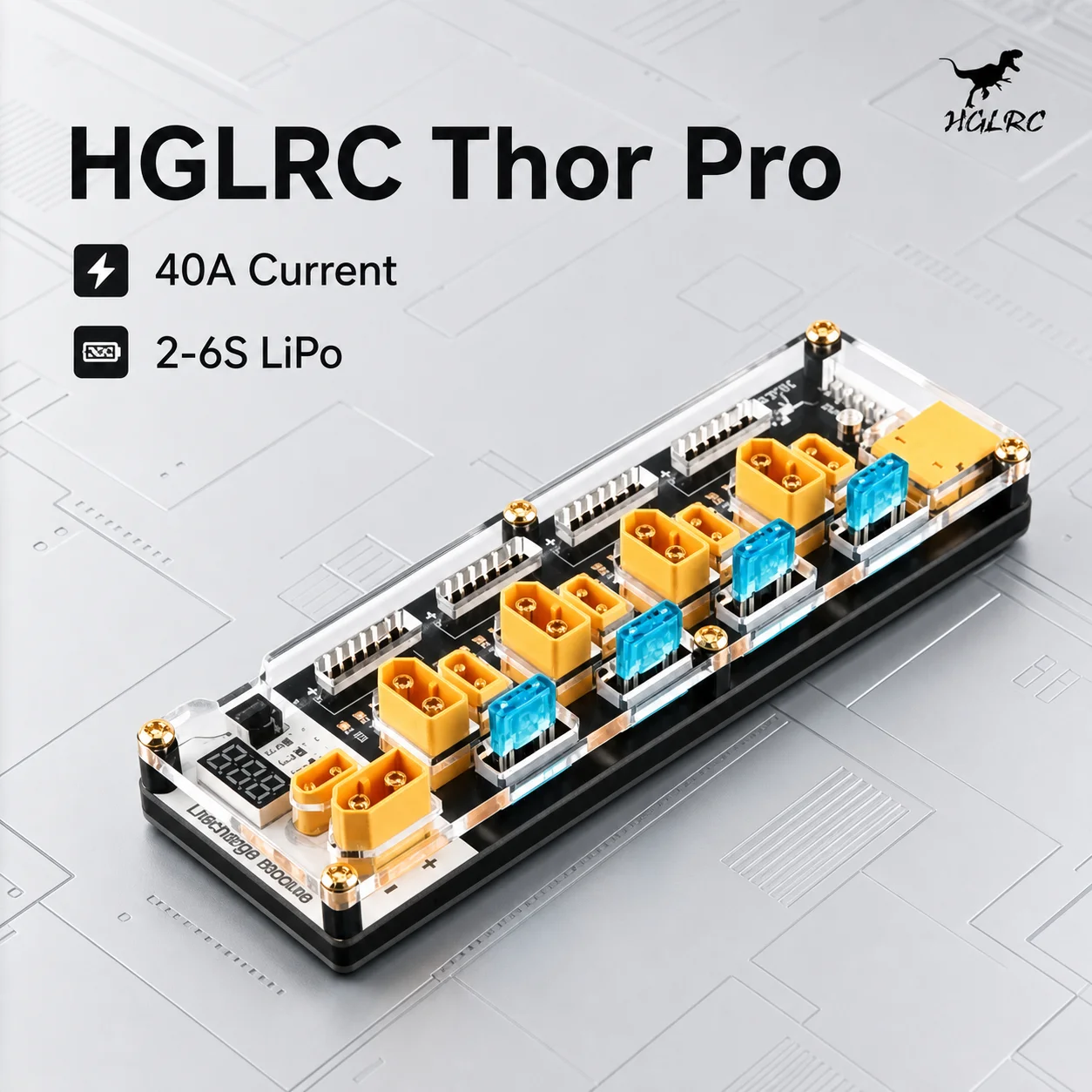 HGLRC Thor Pro LiPo Battery Balance Charger Board 40A XT60 XT30 2-6S With Discharger 15A Fuse For FPV Drone RC Charger Adapter