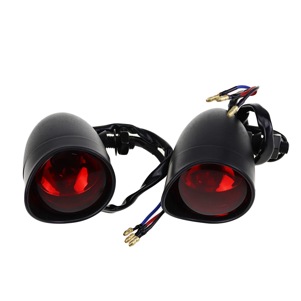 Universal Motorcycle Black Retro Bullet Turn Signals Indicator Light Brake Lamp Blinker Light For Harley Honda Yamaha Cafe Racer