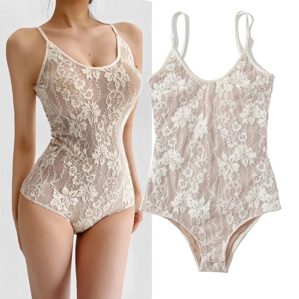 WMDR Women's Faionable Sexy Slimming Double Layer Lace Onesie H2052 High Waist Straight Leg Polyester Fiber Commute Sle