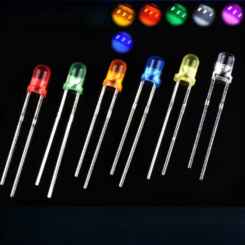 100 PCS,LED Light Emitting Diode Electronic Kit,3mm 5mm,LED Diodes Assorted Kit,White Green Red Blue Yellow,Indicator Lights