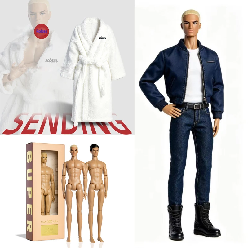 Xianxian Male David Doll With Long Robe Clothes 33cm Man Supermodel Doll 12 Joint Deep Wheat Skin 1/6 Man Doll Toys Collect Gift