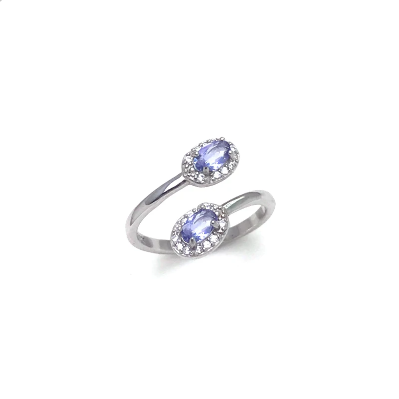 Anello in argento Sterling 925 con Tanzanite naturale pietra preziosa genuina 3*5mm gioielli classici per feste di matrimonio per regali da donna di