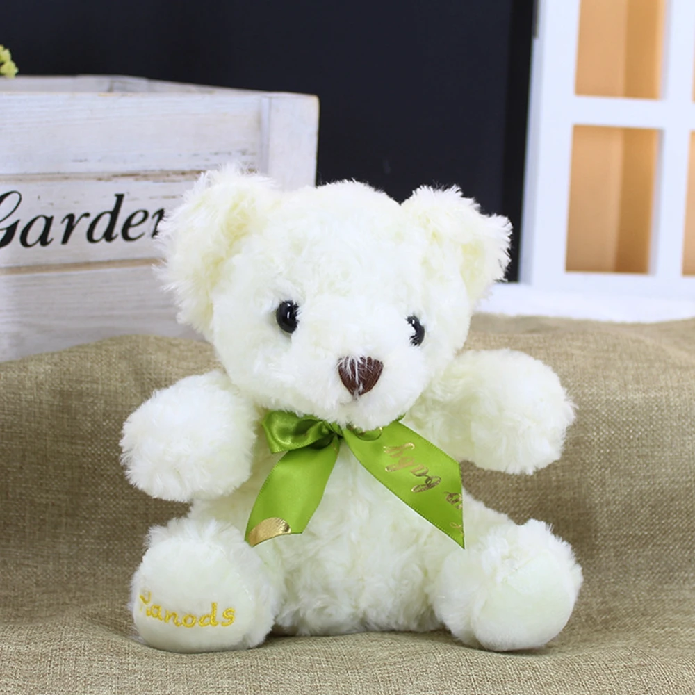 20cm Delicate Long Hair Teddy Bear Plush Toy Cute Fashion Embroidery Butterfly Festival Ribbon Child Birthday Christmas Gift