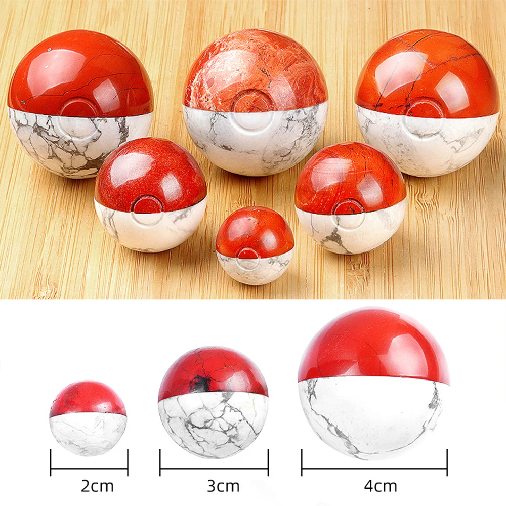 2 3 4 см мультяшный карманный шар монстра натуральный кристалл целебный камень красная яшма белый говлит для детей подарки Декор оптом