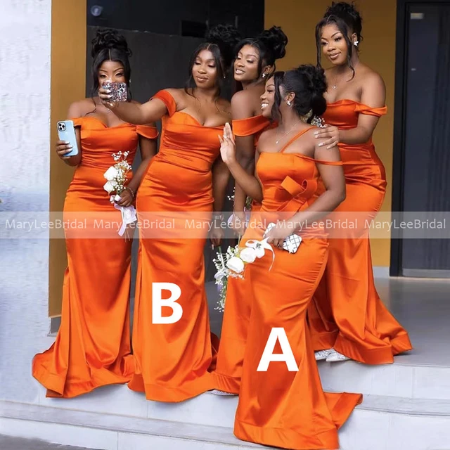 Sexy Mermaid Bright Orange Bridesmaid Dresses for Women MaryLeeBridal 2024  Wedding Party Dress Bride Guest Maid of Honor Gowns - AliExpress