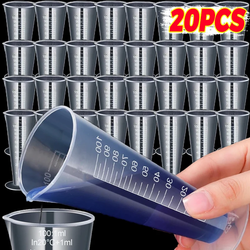 1/20PCS Triangular Measuring Cup Graduated Transparent Plastic Beaker Chemical Laboratory Container Measure Jugs Kitchen Tools