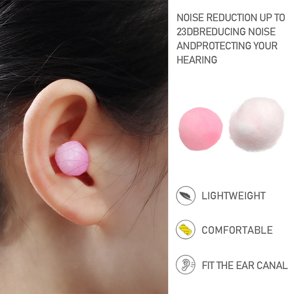 6 Pairs Gift Hearing Protection Portable Soundproof Swimming Ear Plugs Wax Cotton Earplugs Sleeping Snoring Noise Reduction Pink