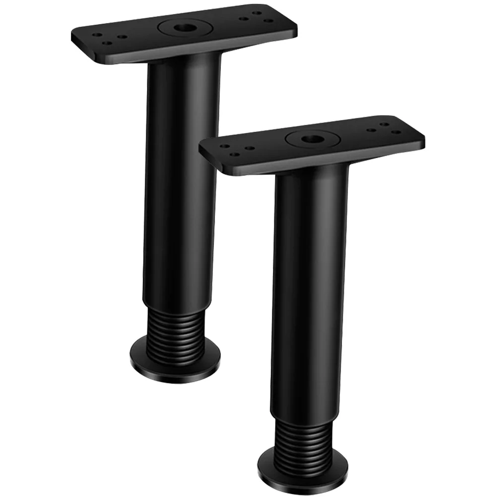 2 Pcs Bed Frame Support Blocks Frames Black Plastic Steel Adjustable Furniture Legs Twin Size