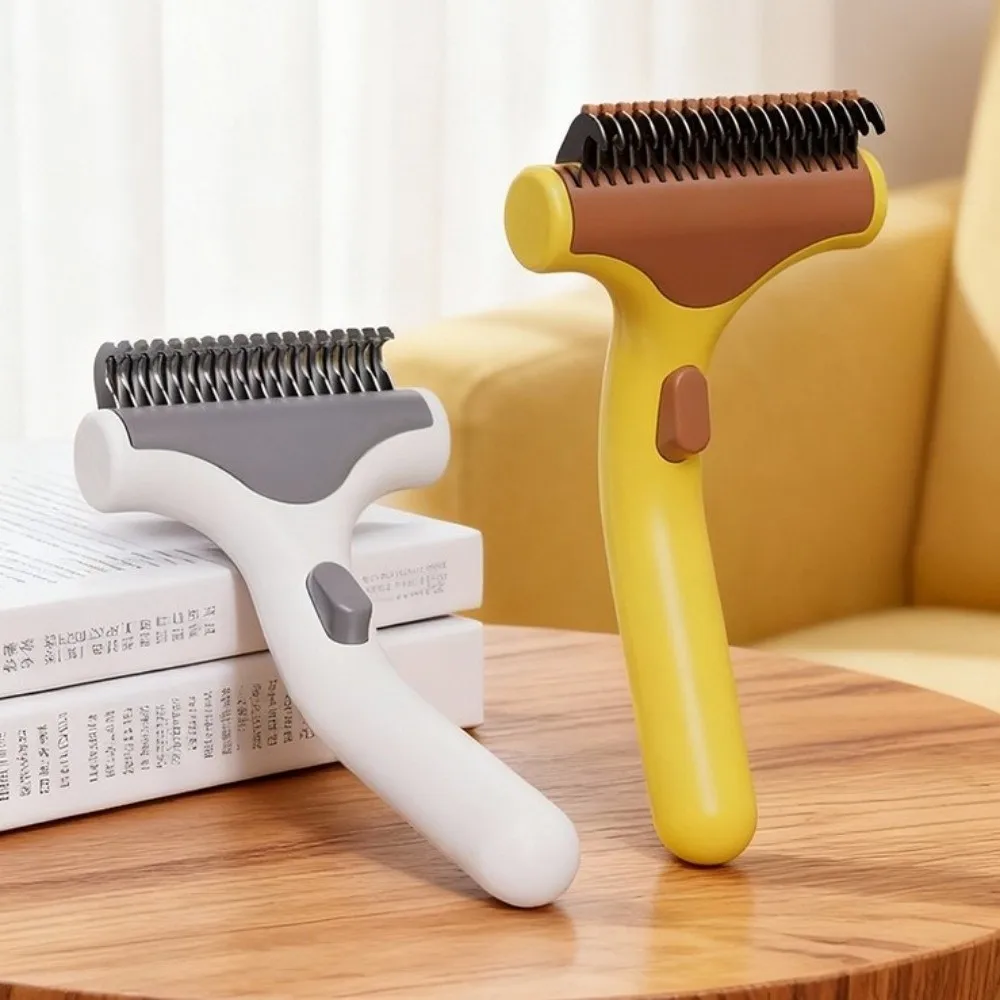 Stainless Steel Blade Dog Hair Removal Brush Anti-Tangle Shedding Tool Cat Fur Remover Easy to Grip Pet Grooming Tools Home Use