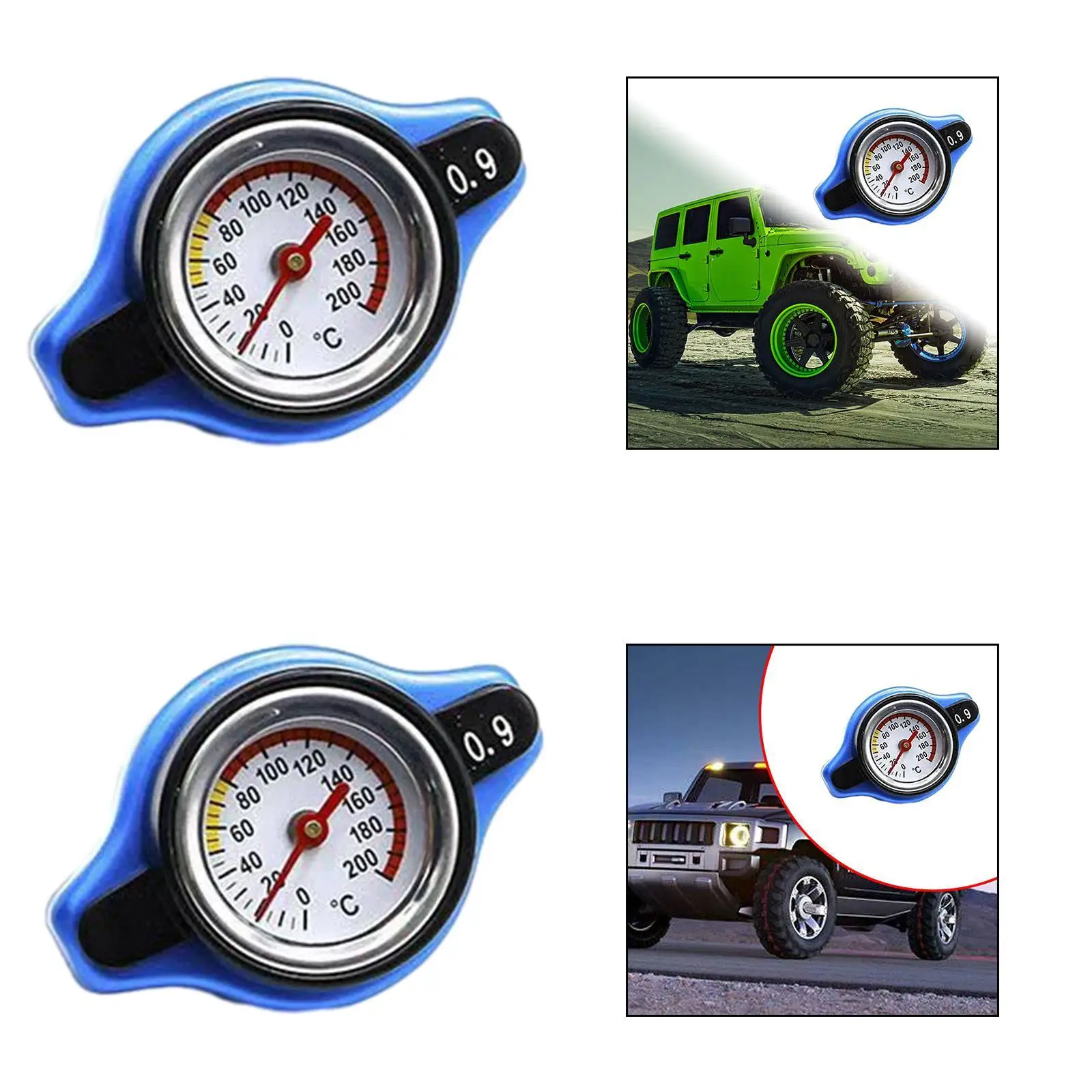 

Универсальная термостатическая крышка радиатора, автомобильный аксессуар из алюминиевого сплава, 0,9 бар, прочный, профессиональный, сменным измерителем температуры воды