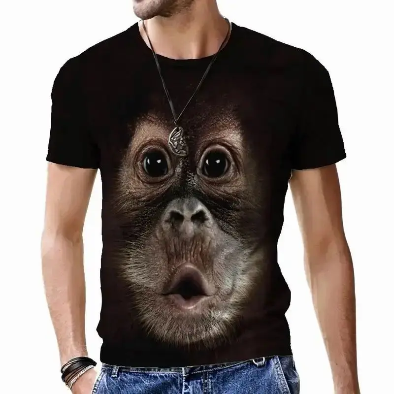 Man Funny Funny Animal Monkey Food Funny Pattern 3d Printed T-Shirt Fashion Street Funny Personality Plus Size Breathable Top