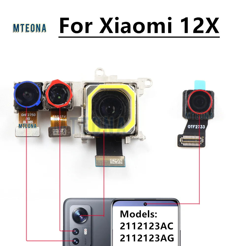 Tested Working Rear Back Camera For Xiaomi 12X Mi12X 12 X Big Main Camera Module Phone Flex Cable 2112123AC, 2112123AG