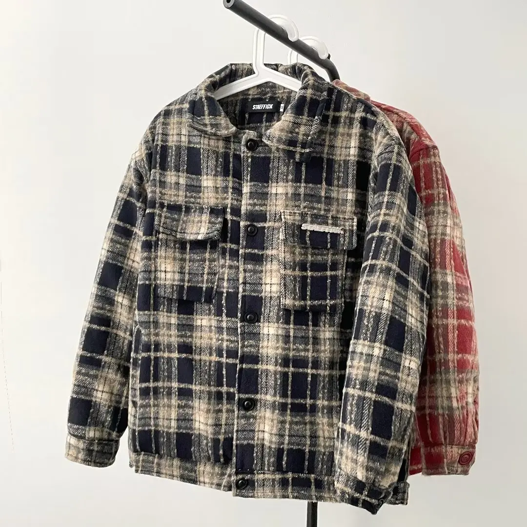 Trendy single breasted 2025 artistic new autumn men's loose fit woolen coat with lapel and color blocking trend, youthful and po