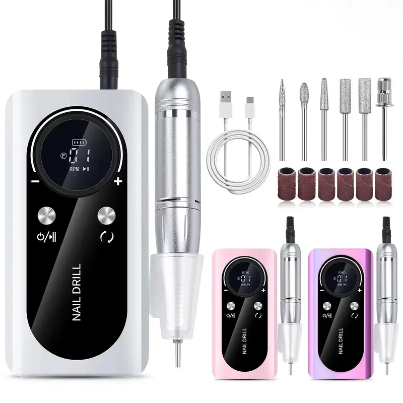 Professional Portable Charging 45000 RPM Electric Nail Drill Home Nail Salon Nail Polishing Machine Brush Motor