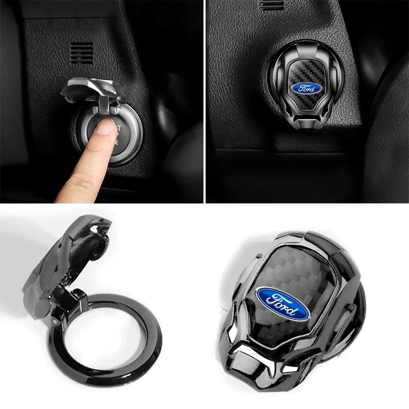 1pcs Car ONE-CLICK Start Buttons Protective Cover Decoration For Ford Focus Mondeo Kuga Fiesta MK7 Escort Explorer Edge 2 4 MK2