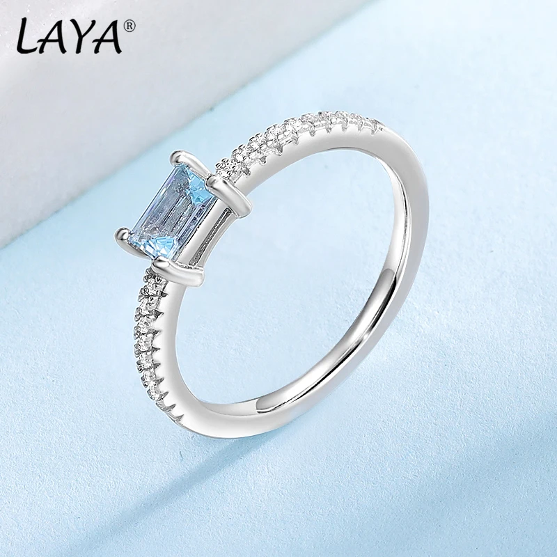 

LAYA Rings For Women Natural Topaz Blue Gemstone 100% 925 Sterling Silver Romance Luxury Fine Jewelry Gifts 2022 Trend