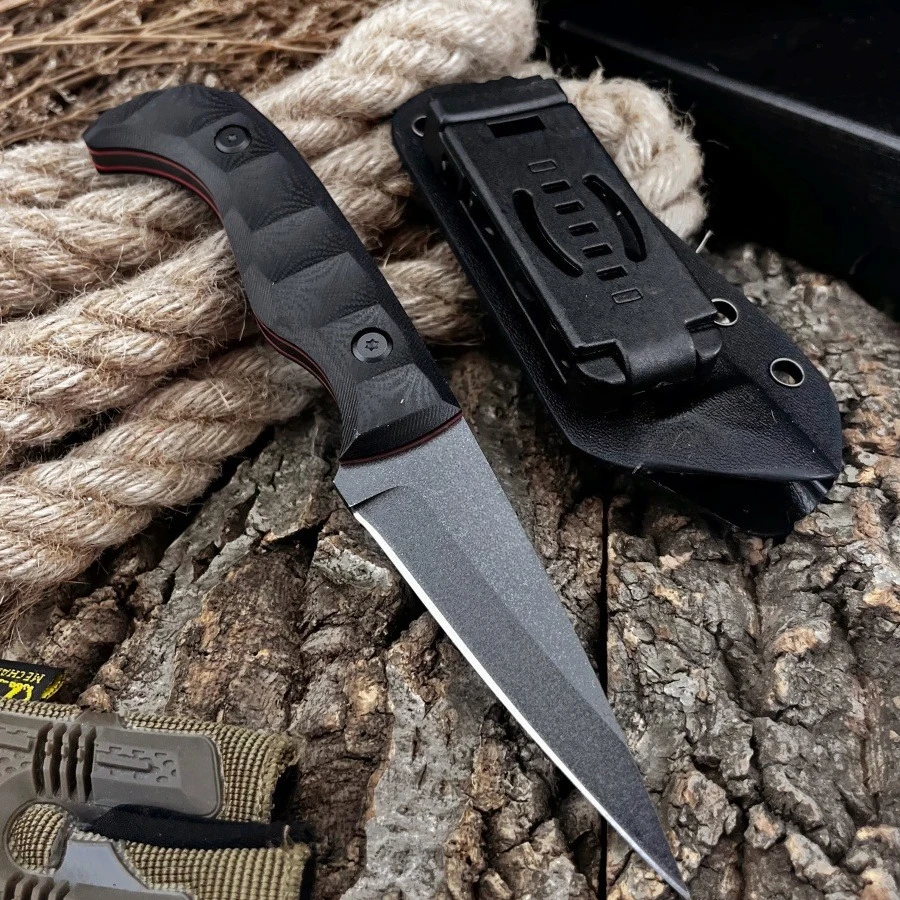 

Non-slip G10 Handle Climbing Essential EDC Straight Knife with K Sheath Multi-fuctional Outdoor Fishing Portable Cutting Knives