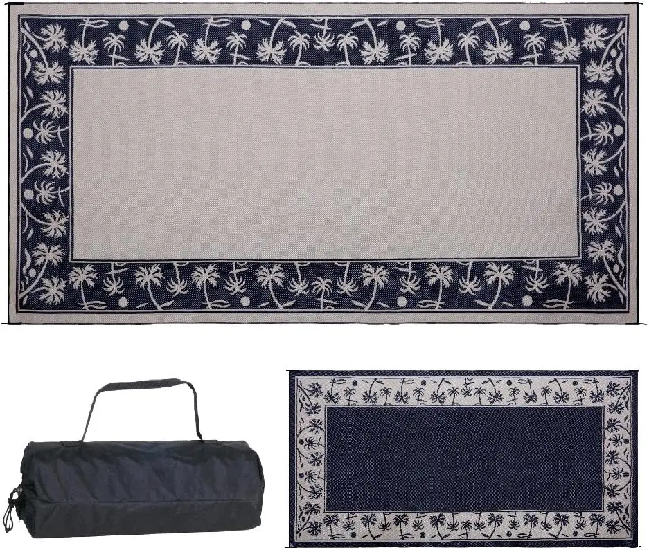 

Stylish Camping Mat for Outdoor Patio and RV - Palm Tree Design, 9x18 Feet