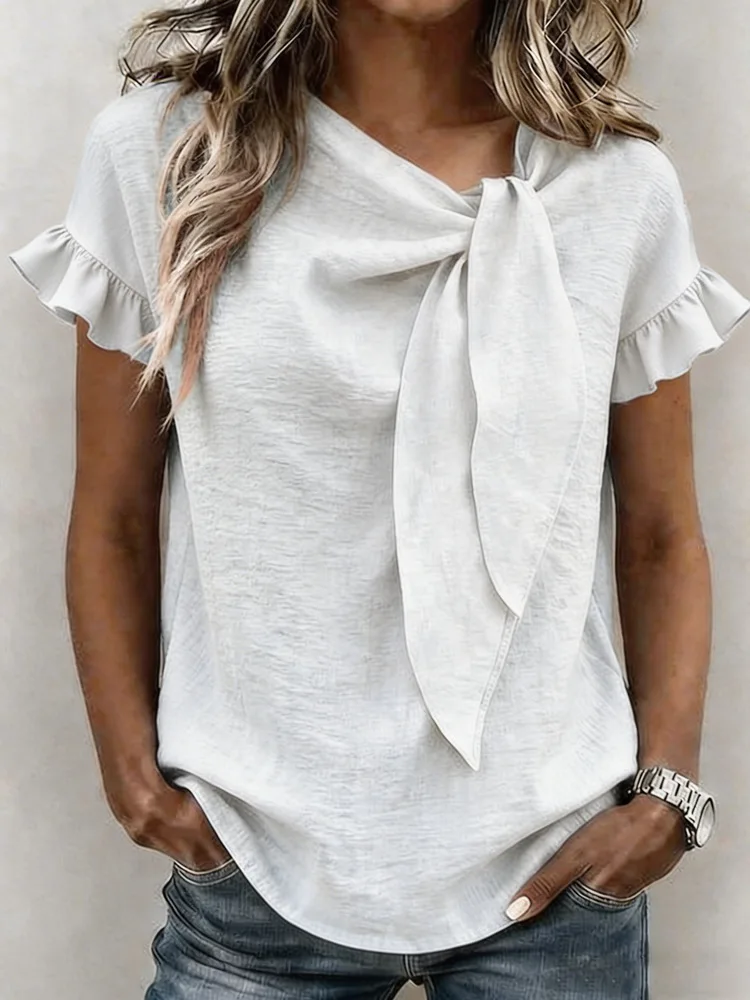 

2026 New Women's Casual Round-Neck Short-Sleeve Solid Color T-Shirt