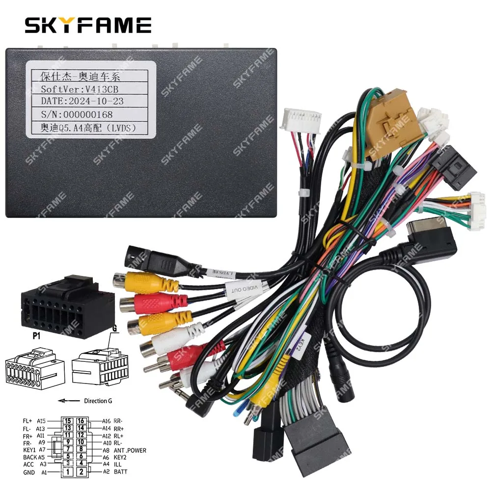 SKYFAME Car 16pin Wiring Harness Adapter Canbus Box Decode Android Radio Power Cable For Audi A4 B8 A5