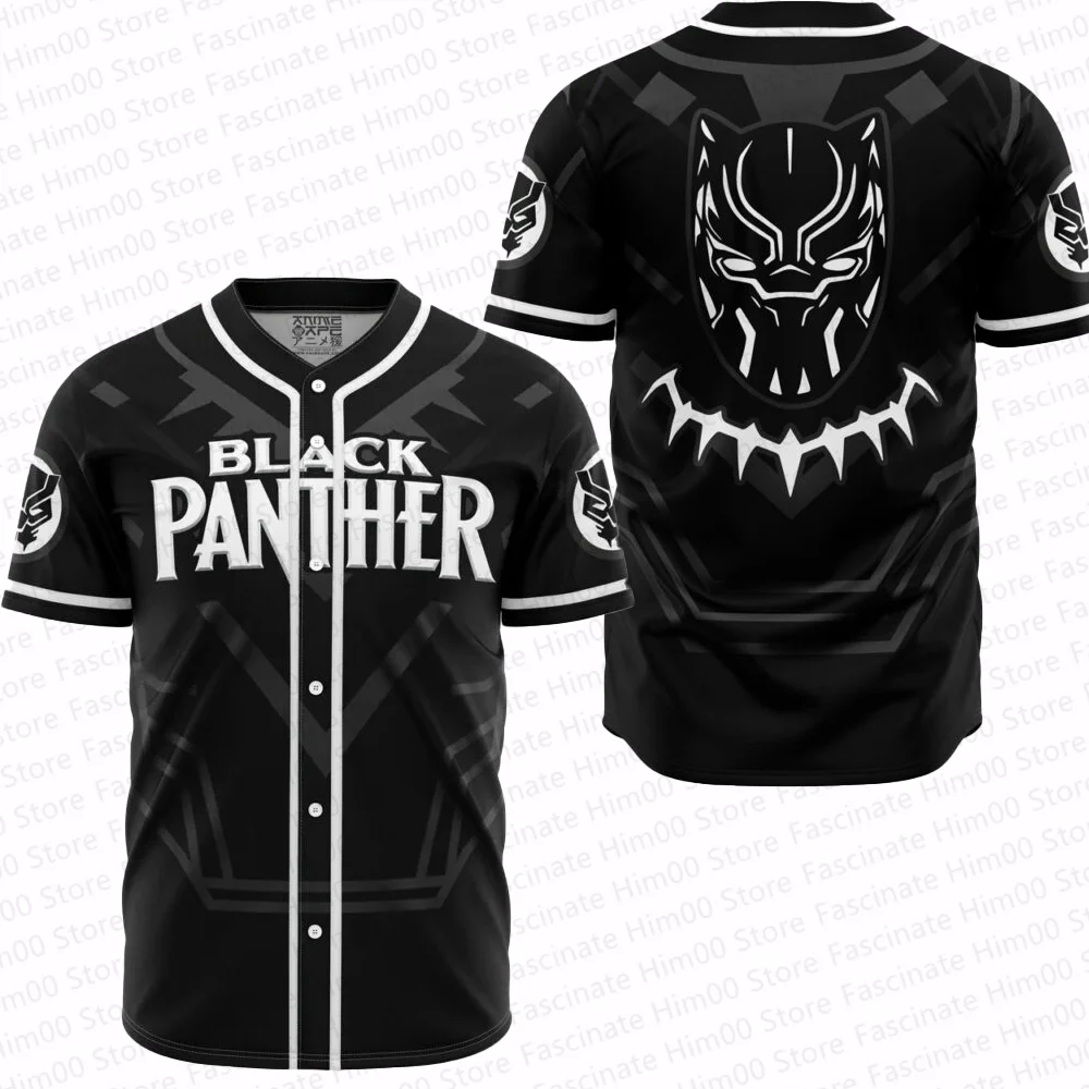 New Black Panther Baseball Uniform Tshirt Mens Black Baseball Uniform Sports T shirt Boys Cool Baseball Uniform Set Party Tshirt