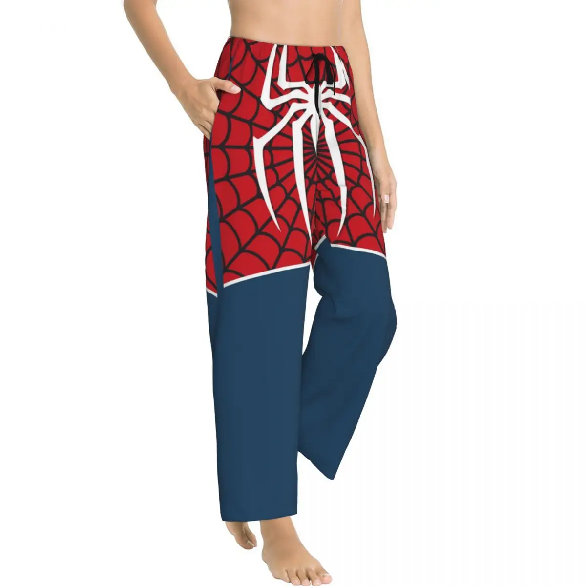 Custom Printed Spider Man Web Pajama Pants Women's Sleep Sleepwear Bottoms with Pockets