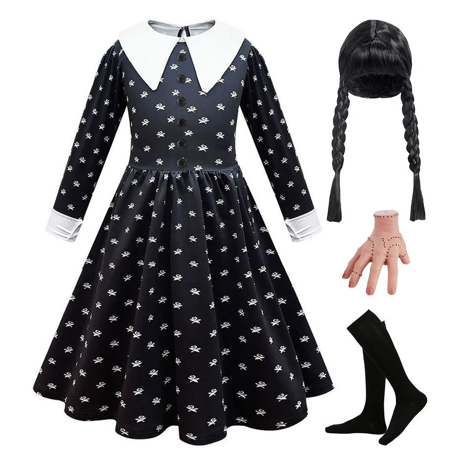 

Halloween Costumes Kids Family Cosplay Costume Girls Addams Princess Dresses Child Christmas Party Toddler Girl Fall Clothes