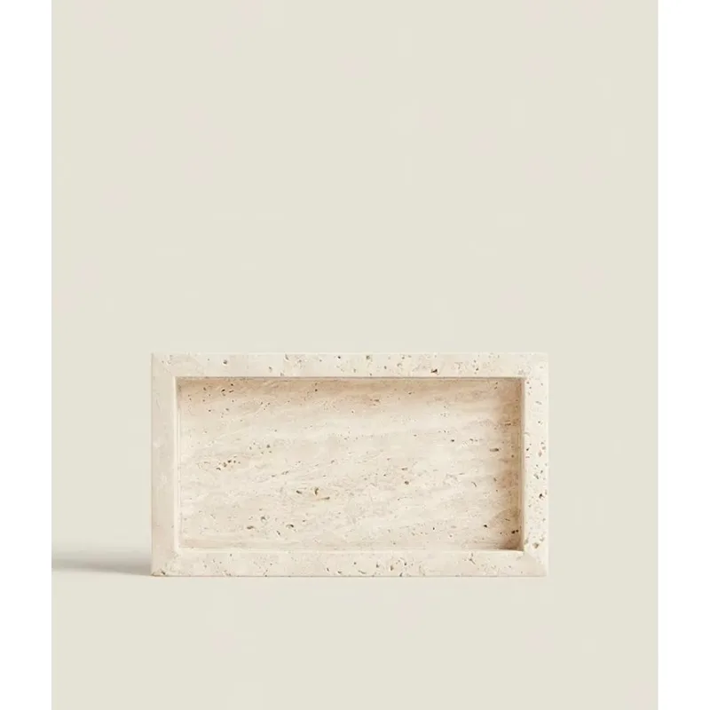 1pc Rectangular Natural Travertine Soap Container Dish Holder Box for Home Bathroom Accessories Multi-functional Storage
