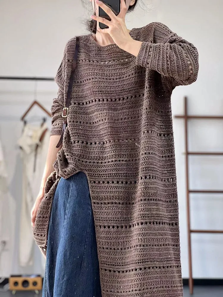 Oversized Knitted Autumn Long Dress Women Irregular Long Sleeve Sweater Ladies Dresses Fashion Casual Loose Woman Dress 2023