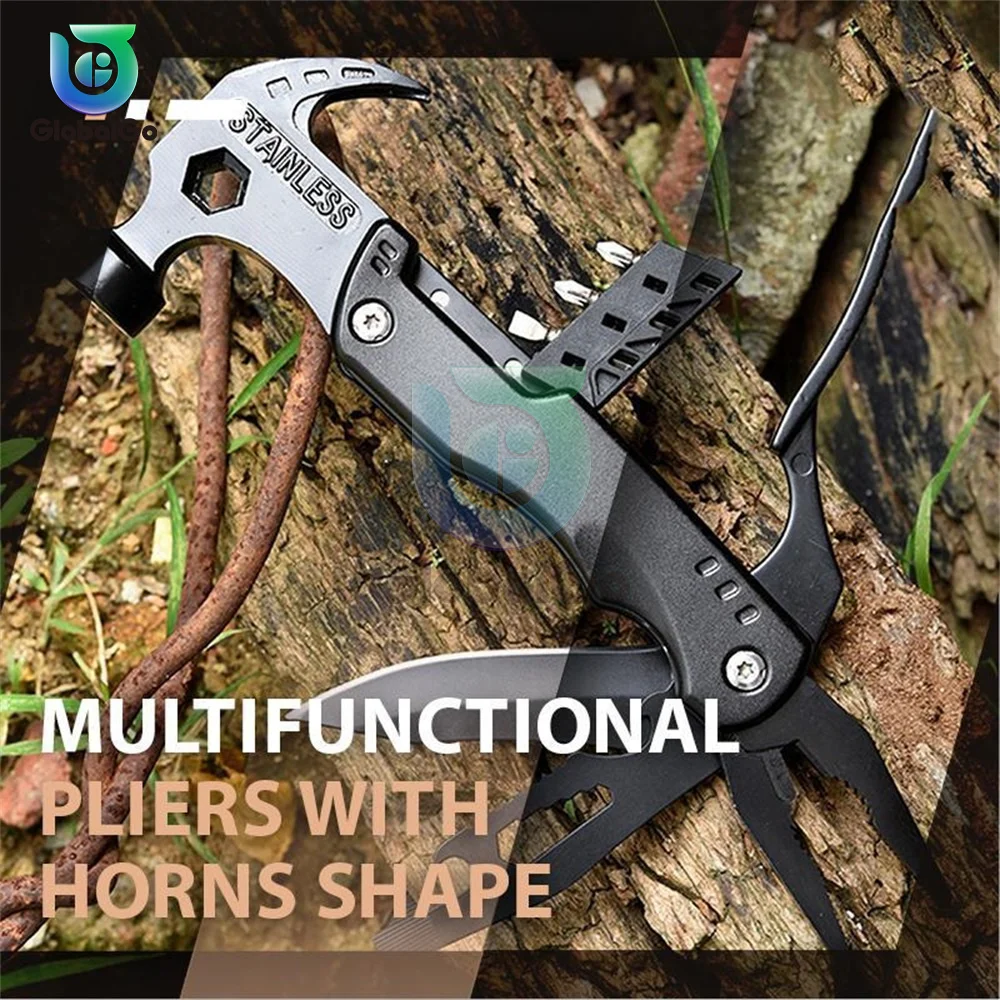 Multitool Claw Hammer Stainless Steel Knife Plier Tool Nylon Sheath Outdoor Survival Camping Hiking Portable Pocket Claw Hammer