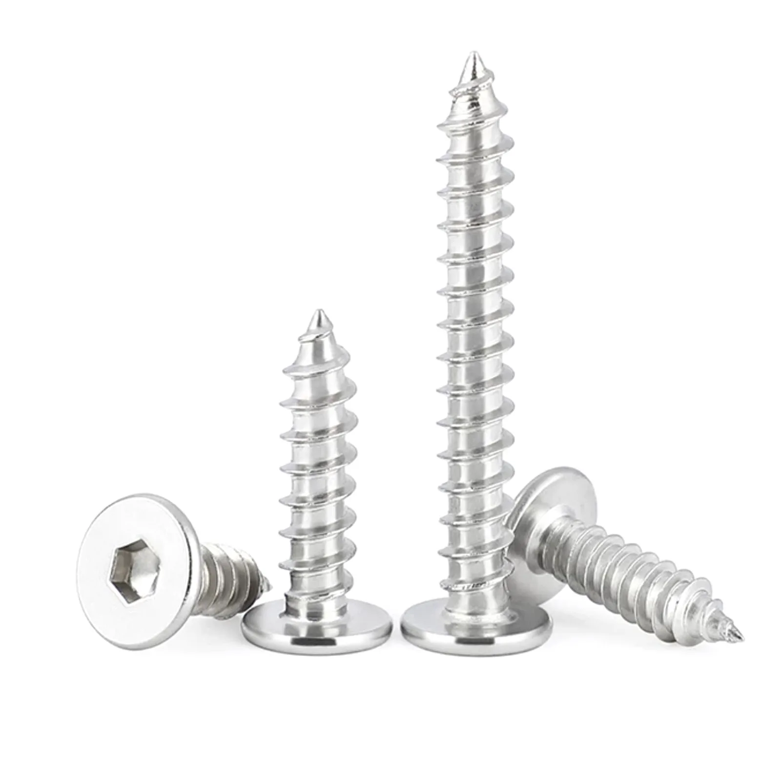 5/50pcs M1.7 M2 M2.3~M8 304 Stainless Steel Flat Head Hex Socket Ultra Thin Low Profile Round  Head Self Drilling Tapping Screws
