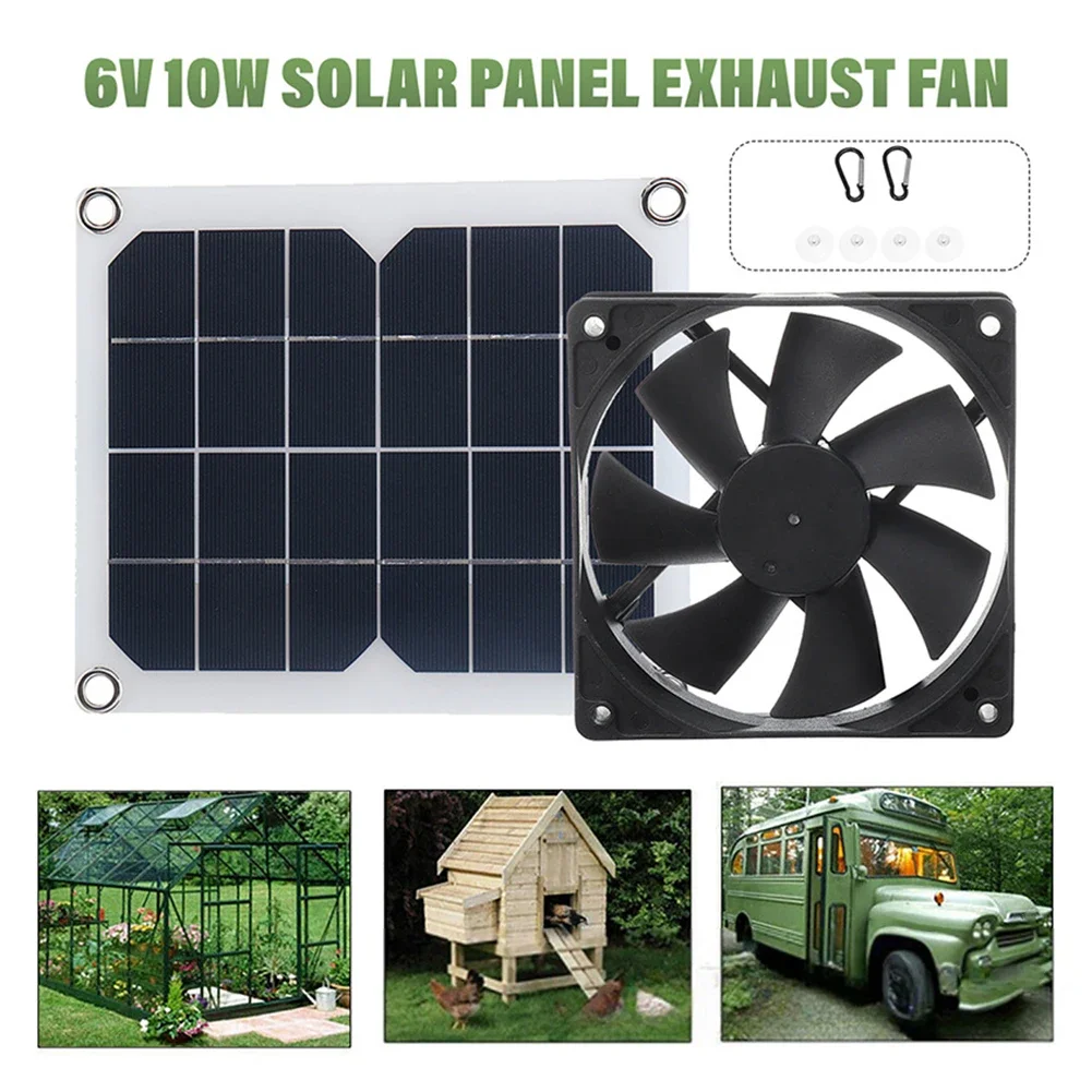 1set 6V 10W Solar Panel Exhaust Fan For Pet Room Greenhouse RV Roof Exhaust Solar Photovoltaic Panel Accessories