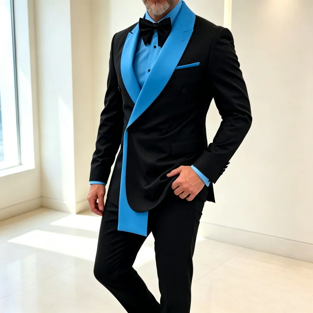 Mix Colors Double Breasted Custom Made Men Suit Set Separates 2 Pieces Jacket Pants for Wedding Groom Tuxedo for Prom Party