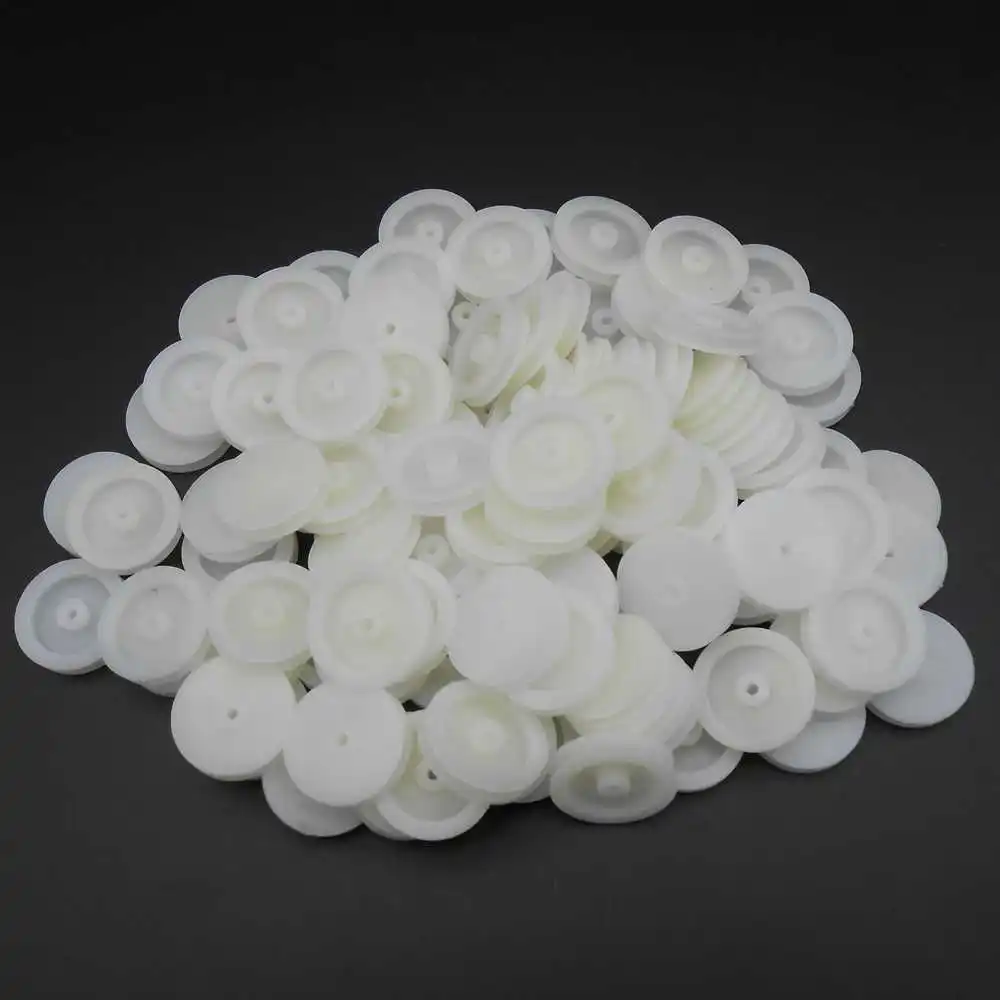 

50Pcs/Lot 19.6MM Plastic Pulley Gear Model Motor Wheels Dia.19.6mm Shaft Axle Bore Hole Aperture Dia.1.95MM 2MM 2A Height 4.4MM