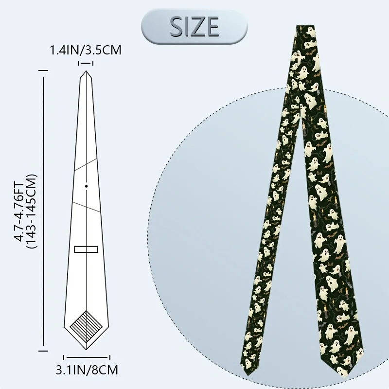 1pc, Halloween Pattern Printed Tie, Soft And Stylish Accessory for Weddings, Dates, Parties, Casual Wear, Easy to Clean
