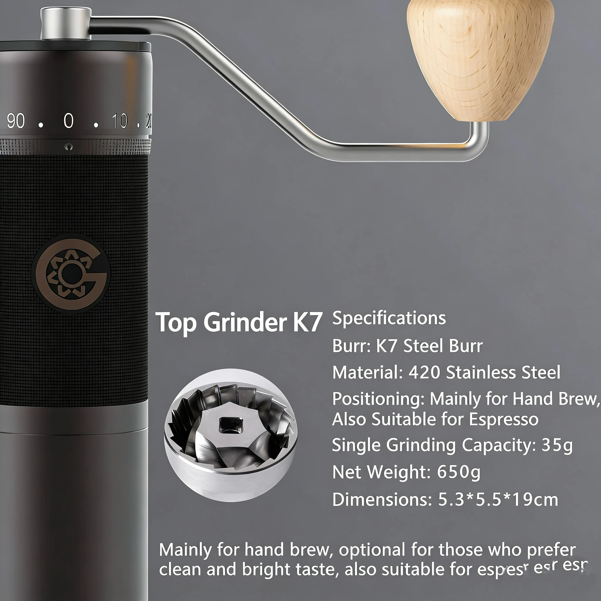 Kingrinder K0-K6 macinacaffè manuale macinacaffè in acciaio inossidabile 420 macinacaffè portatile Baja Tahan Karat ottieni una lattina gratua  15