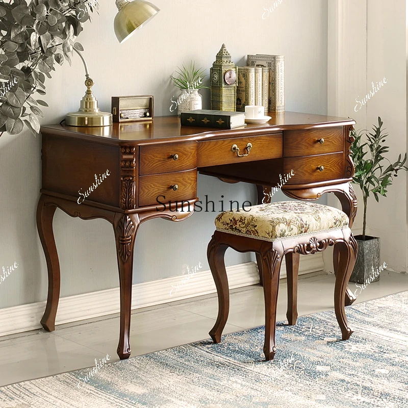 American solid wood bookcase integrated desk office computer study adult student writing desk  FT