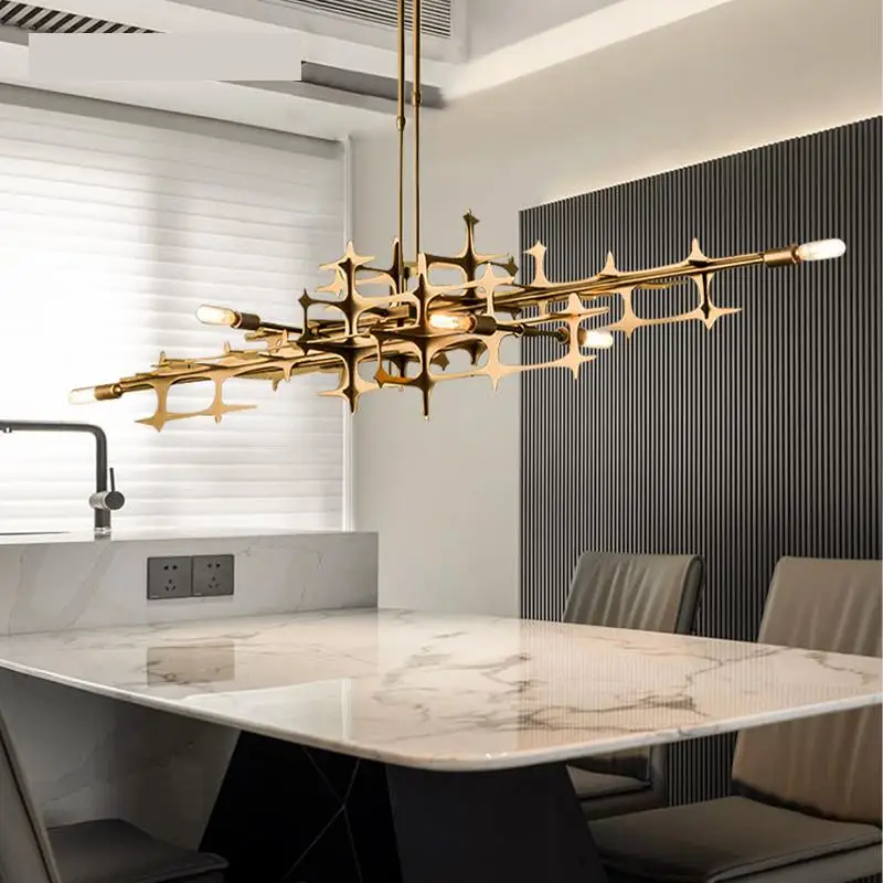

Post-modern LED luxury restaurant chandelier Nordic living room personalized lighting bar front desk stainless steel decorativer