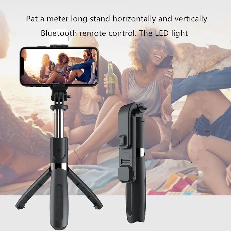 YLW-Estabilizador de cardan portátil sem fio para celular, Bluetooth Selfie Stick, Tripé com luz de preenchimento, Obturador para IOS e Android
